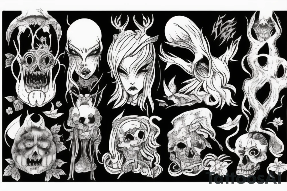 the witch, forest, scary tattoo idea