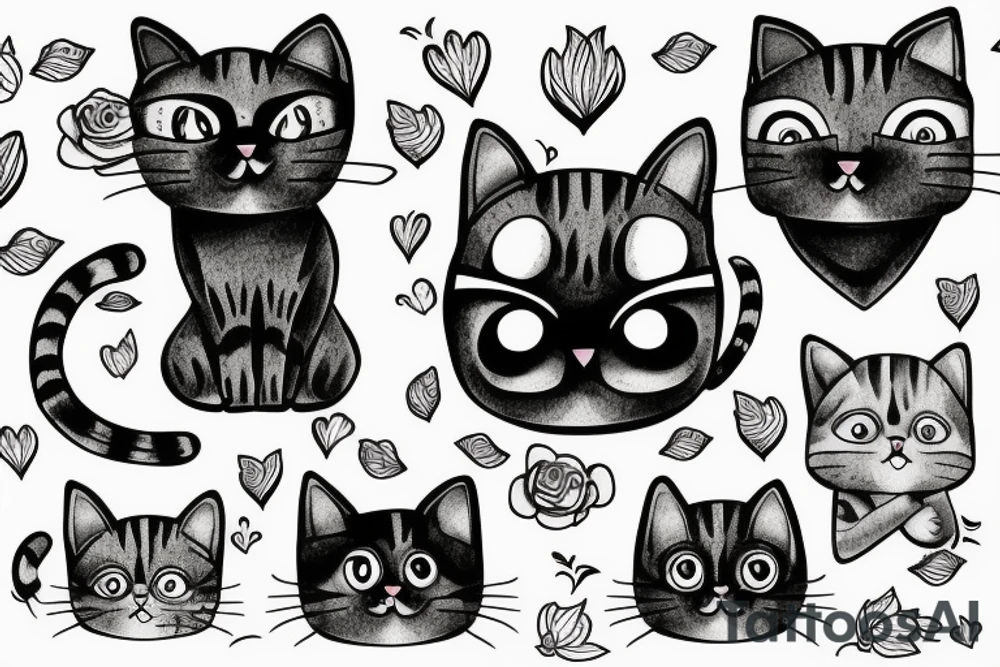 cute cat staring tattoo idea
