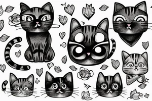 cute cat staring tattoo idea