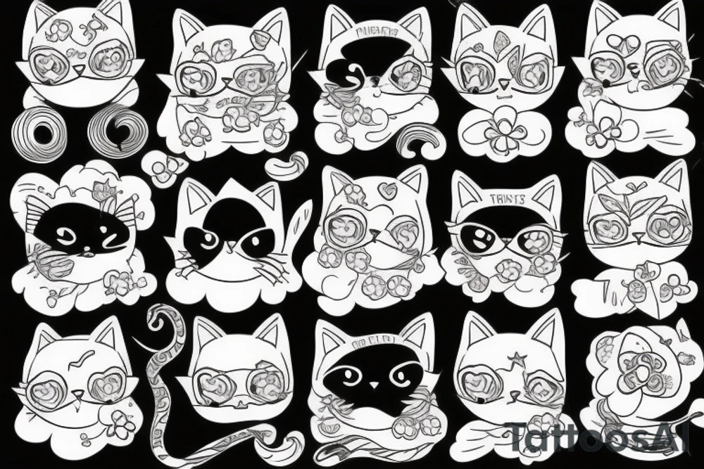 cute cat staring tattoo idea