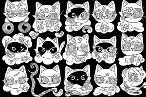 cute cat staring tattoo idea