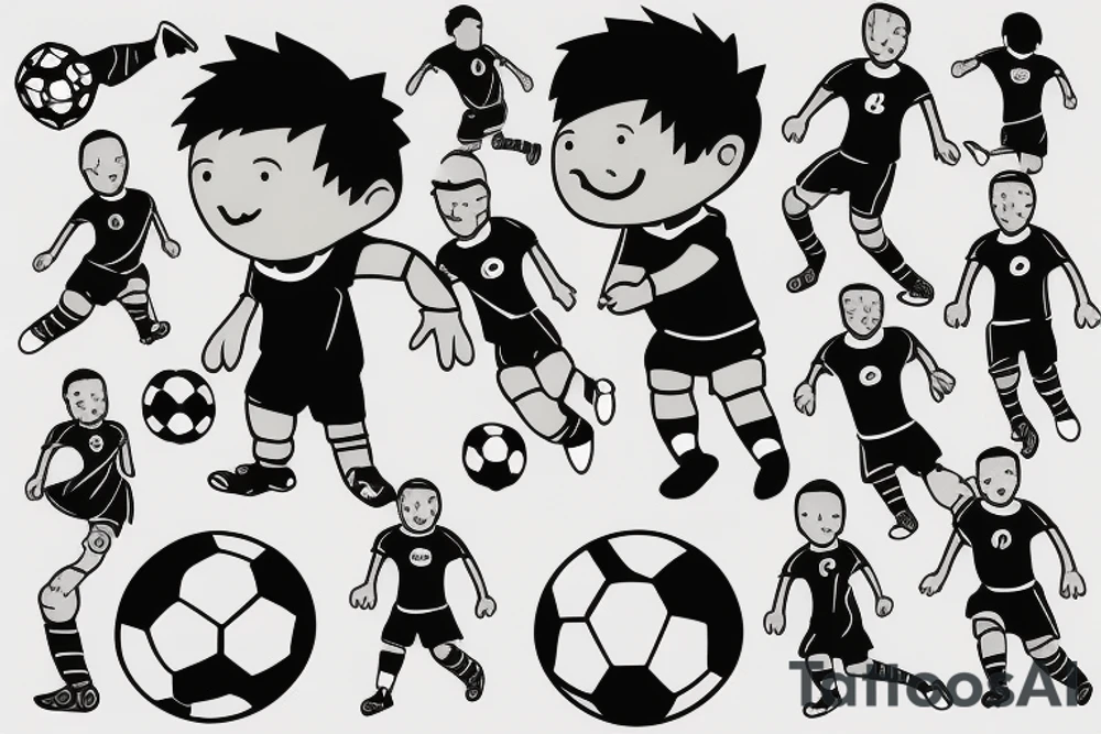 little boy with a soccer ball tattoo idea