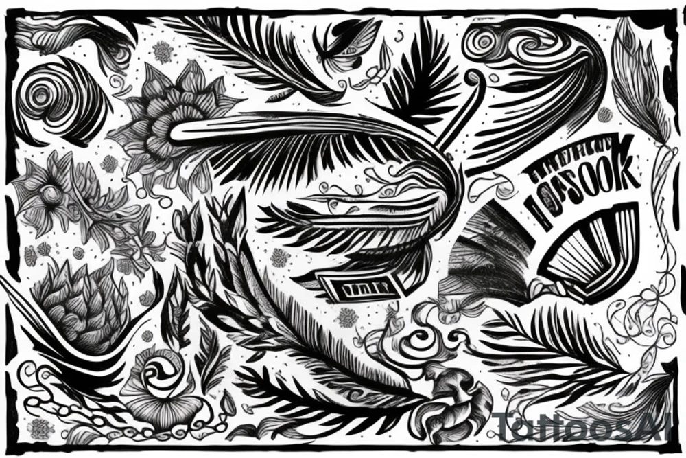 open book with quill tattoo idea
