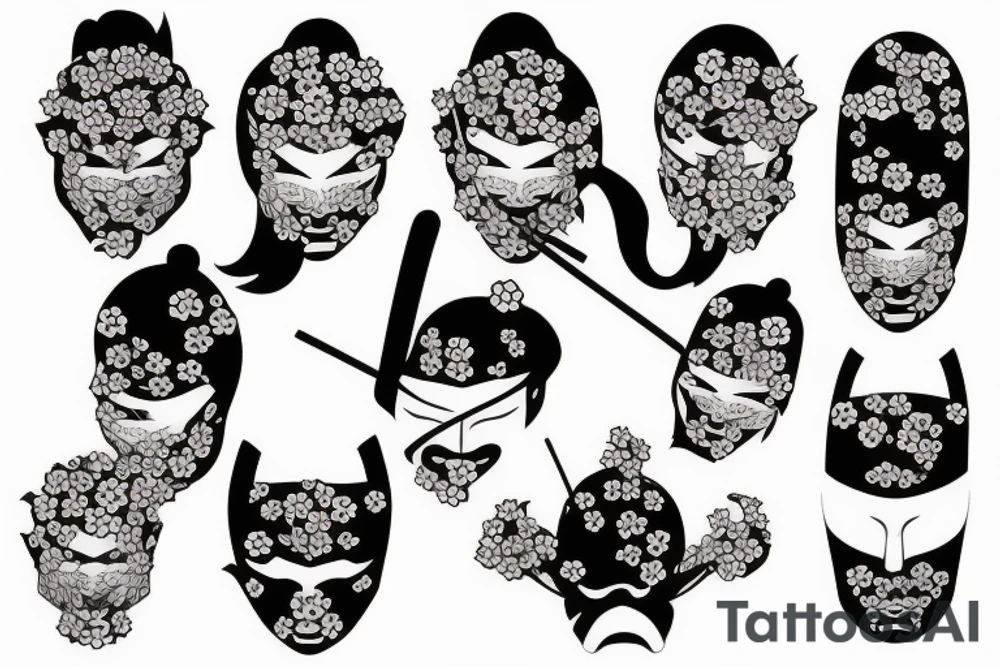 samurai mask andcherry blossom tattoo idea