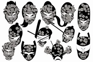 samurai mask andcherry blossom tattoo idea