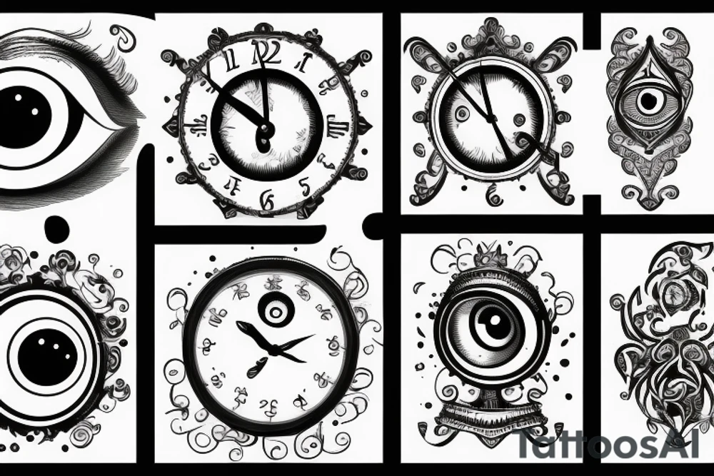 clock tower with an eye tattoo idea