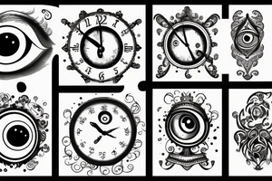 clock tower with an eye tattoo idea
