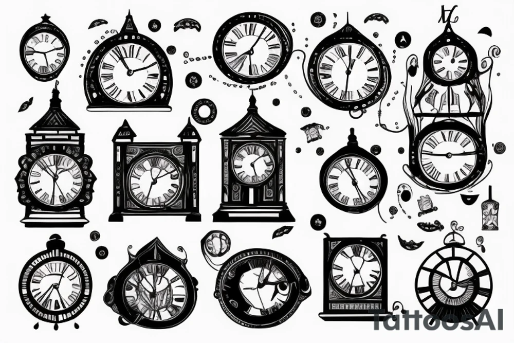 clock tower with an eye tattoo idea