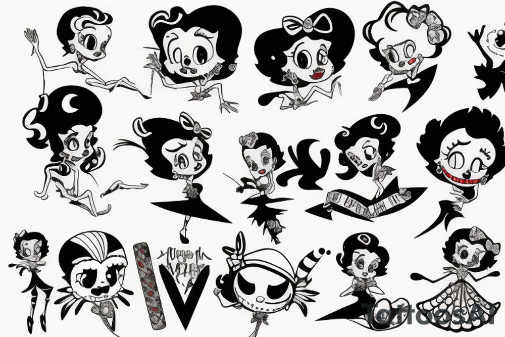 Betty boop but as sally nightmare before Christmas tattoo idea