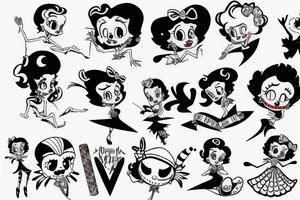 Betty boop but as sally nightmare before Christmas tattoo idea