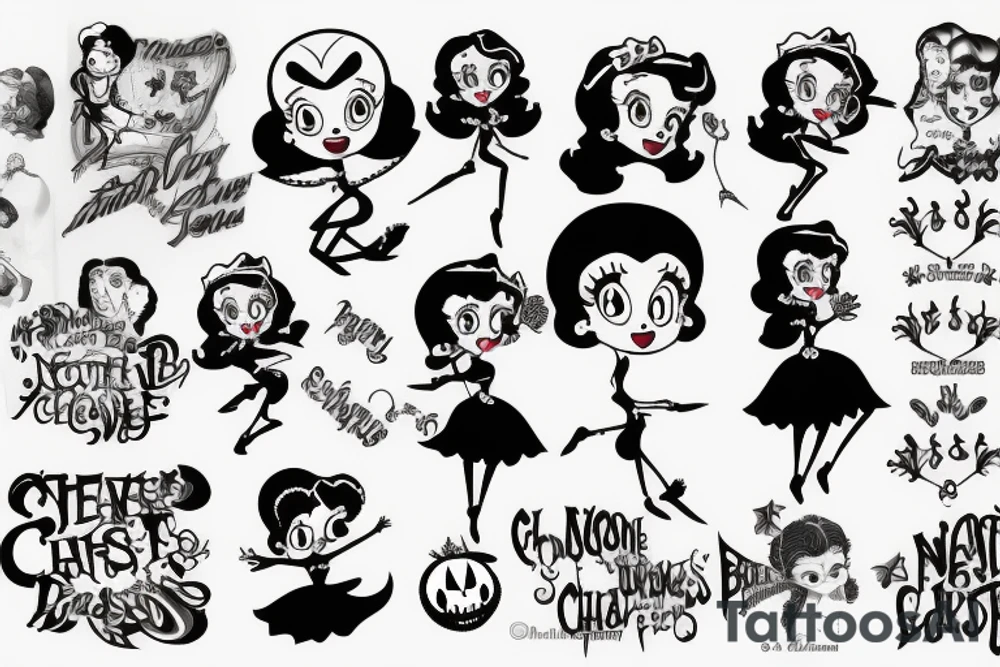 Betty boop but as sally nightmare before Christmas tattoo idea