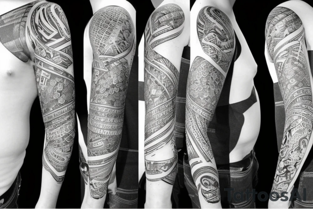 a shoulder and sleeve piece that is a story about my life tattoo idea