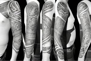 a shoulder and sleeve piece that is a story about my life tattoo idea