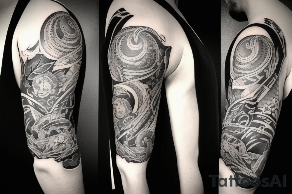 a shoulder and sleeve piece that is a story about my life tattoo idea