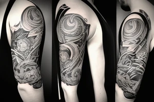 a shoulder and sleeve piece that is a story about my life tattoo idea