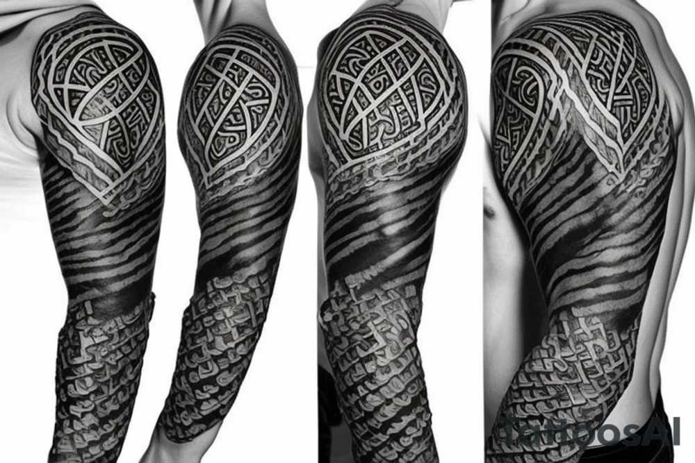 Viking  armor sleeve tattoo idea