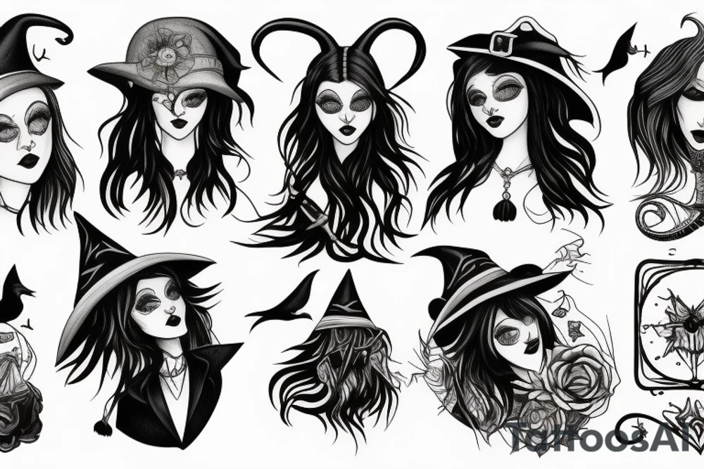 Witch goth girlfriend tattoo idea