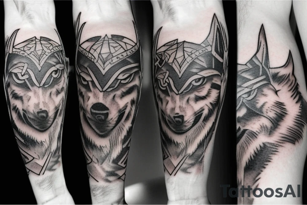Odin and a blue-eyed wolf tattoo idea
