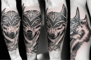 Odin and a blue-eyed wolf tattoo idea