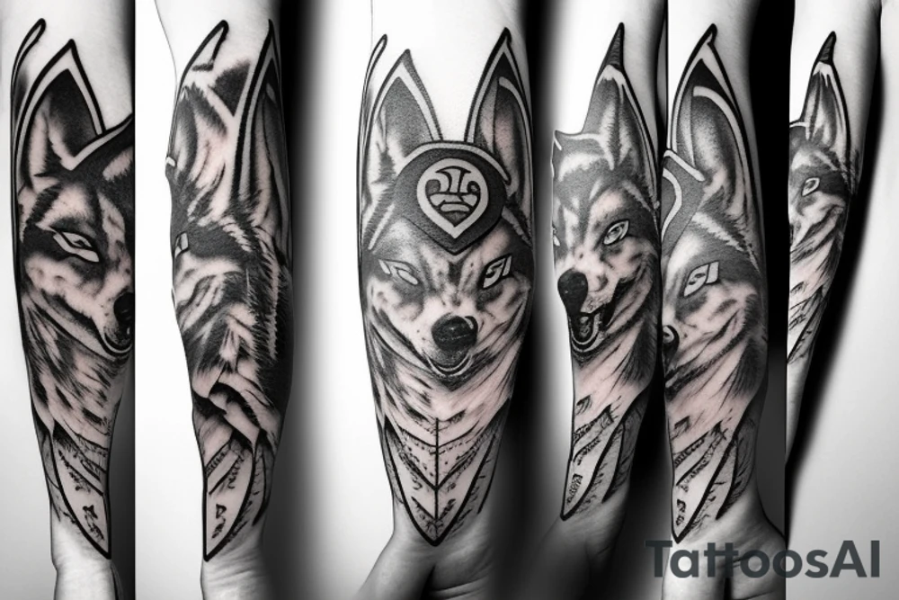 Odin with a wolf helmet tattoo idea