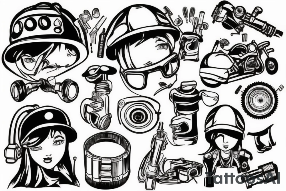 Lesbian mechanic tattoo idea