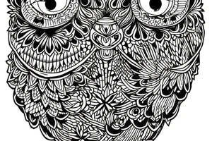 flower border. in the center a owl swooping down holding a line that looks like a heart beat,under the owl make it say art tattoo idea
