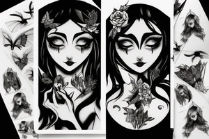 dark fairy with beautiful eyes tattoo idea