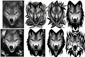 Wolf howling at the moon in a forest tattoo idea