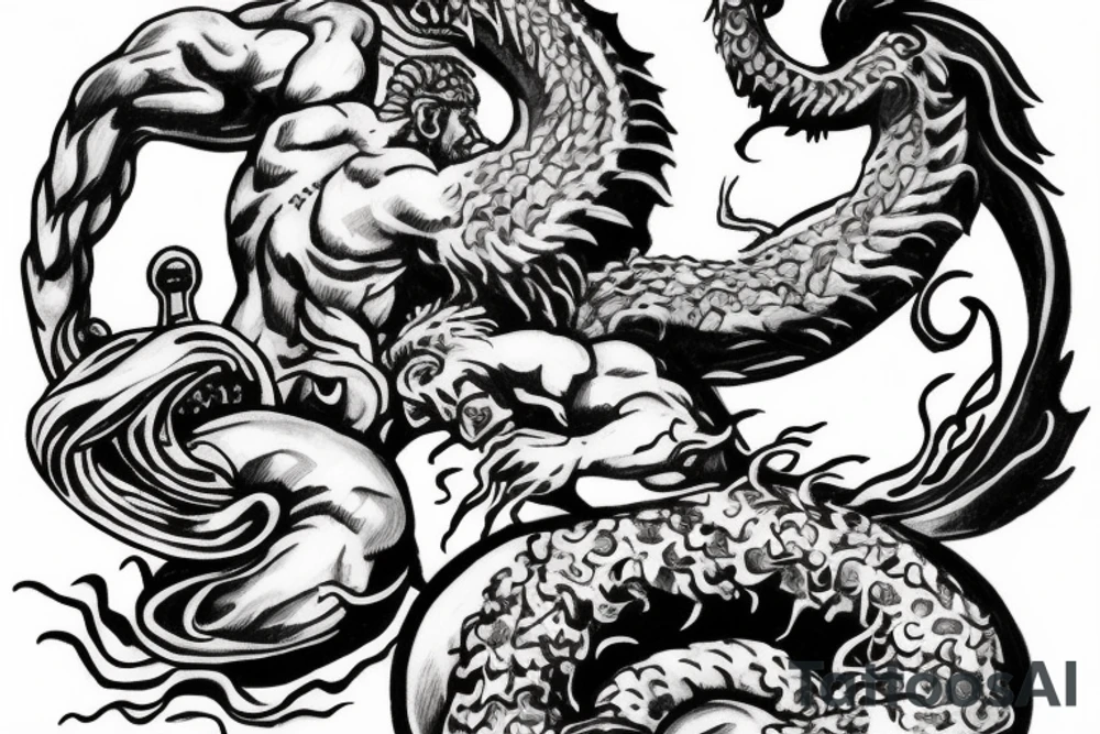 hercules fighting the hydra tattoo idea