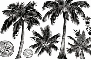 Party underneath a palmtree at the beach tattoo idea