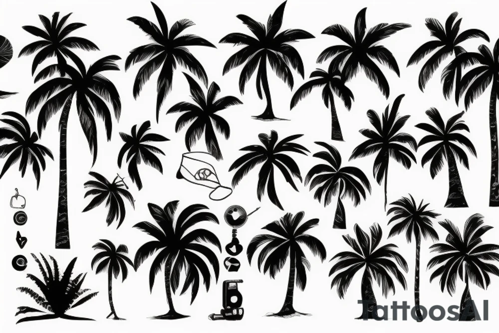 Party combined with a palmtree tattoo idea