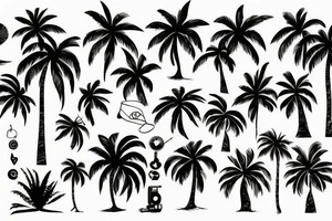 Party combined with a palmtree tattoo idea