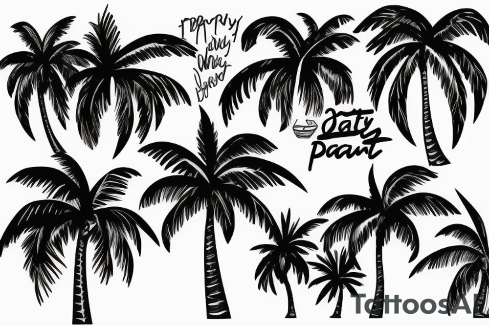 Party combined with a palmtree tattoo idea
