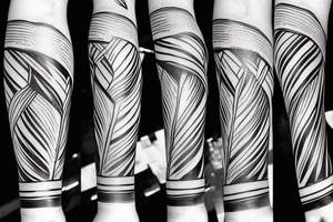 Fine line grec statues, lines and shadows tattoo idea