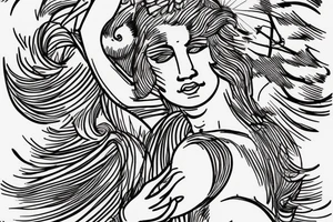 Fine line grec statues, lines and shadows tattoo idea