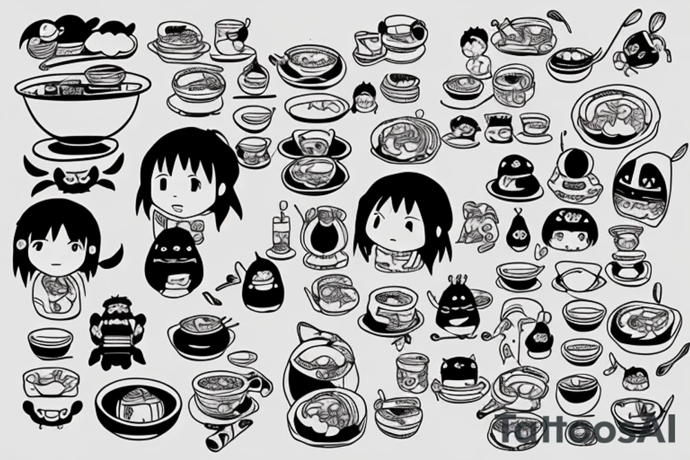 Ramen with studio Ghibli tattoo idea