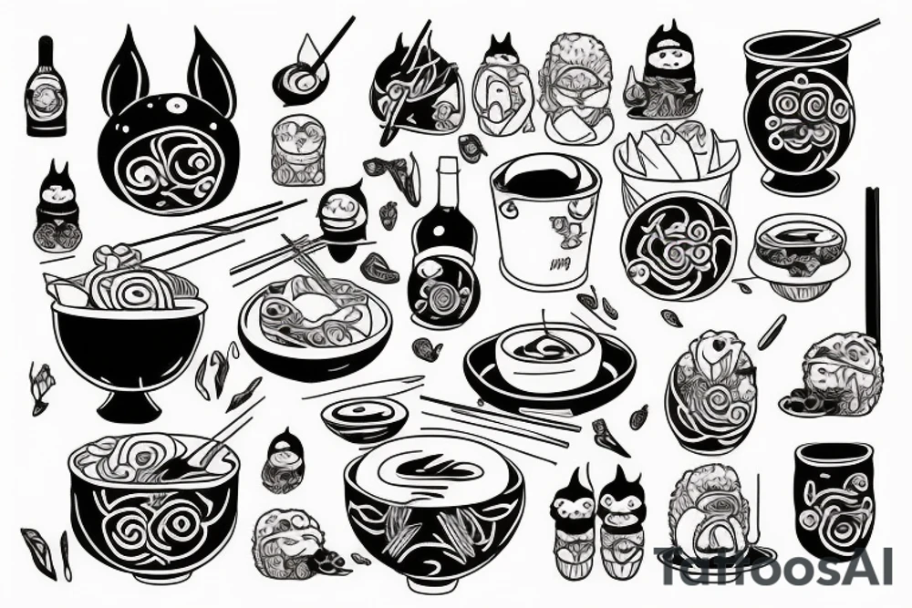 Ramen with studio Ghibli tattoo idea