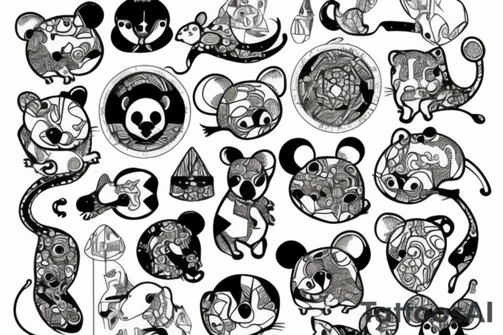 mouse, patchwork tattoo idea