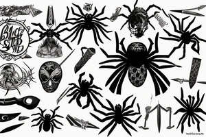 Black spider stabbed through the body with a dagger tattoo idea