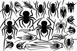 Black spider stabbed through the body with a dagger tattoo idea