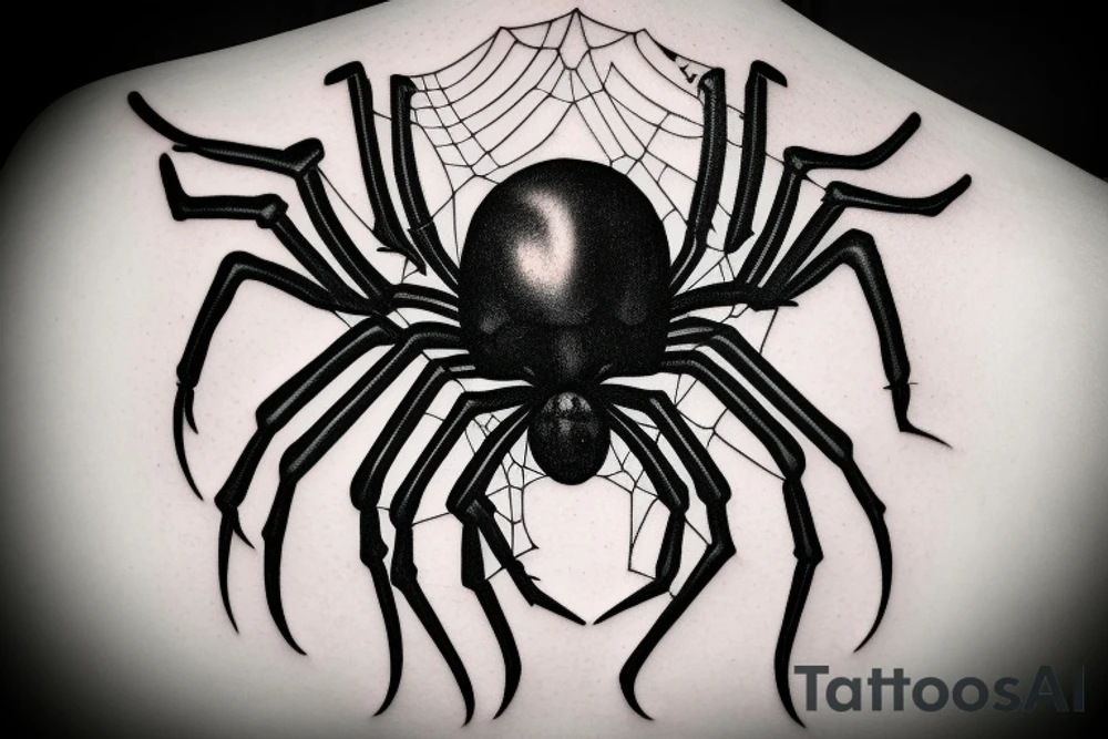 Black spider dying tattoo idea