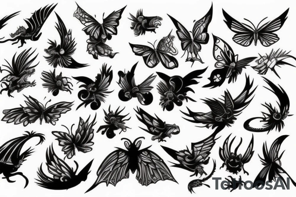 dragon fighting with a
 butterfly tattoo idea