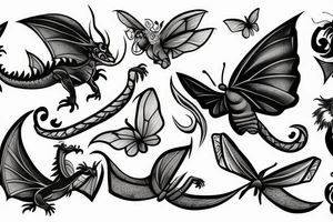 dragon fighting with a
 butterfly tattoo idea