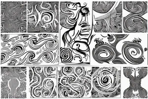 Alian old school curly lines tattoo idea