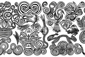 Alian old school curly lines tattoo idea