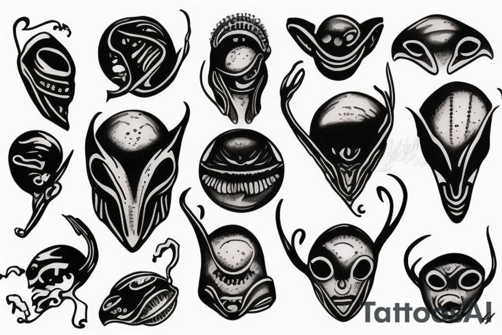 Alien head tattoo idea