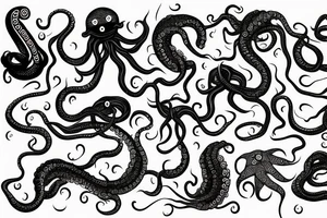 Long sea creature with tentacles tattoo idea