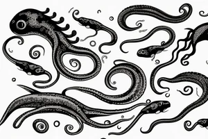 Long sea creature with tentacles tattoo idea