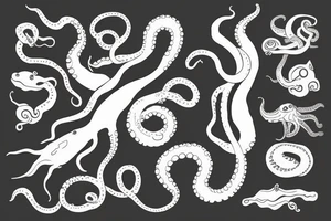 Long sea creature with tentacles tattoo idea