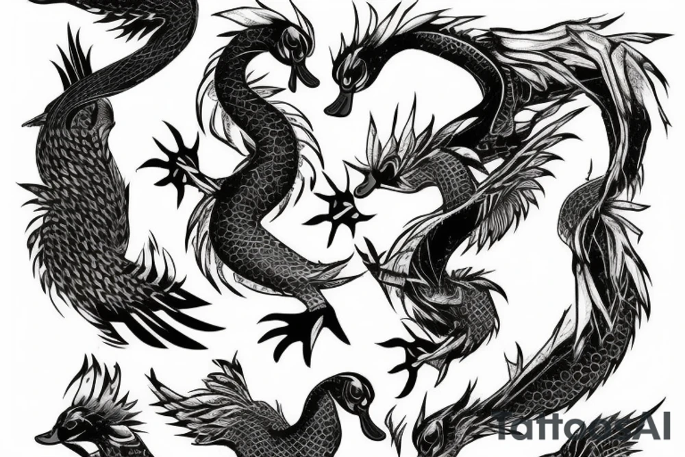 Duck Dragon tattoo idea